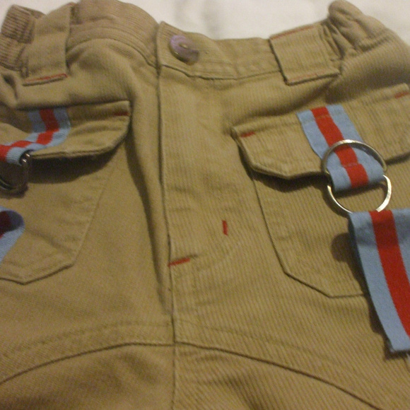 Brown Corduroy Pants With Red Detailing 100% Cotto - Picture 5 of 5